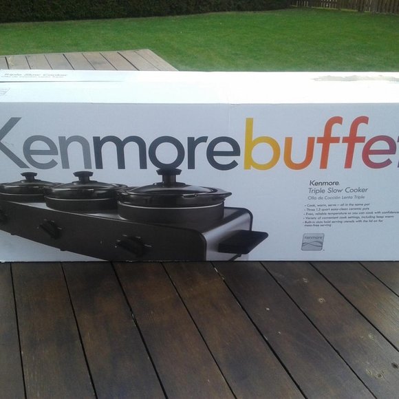 KENMORE TRIPLE SLOW COOKER/FOOD WARMER BUFFET STATION. - Picture 2 of 2